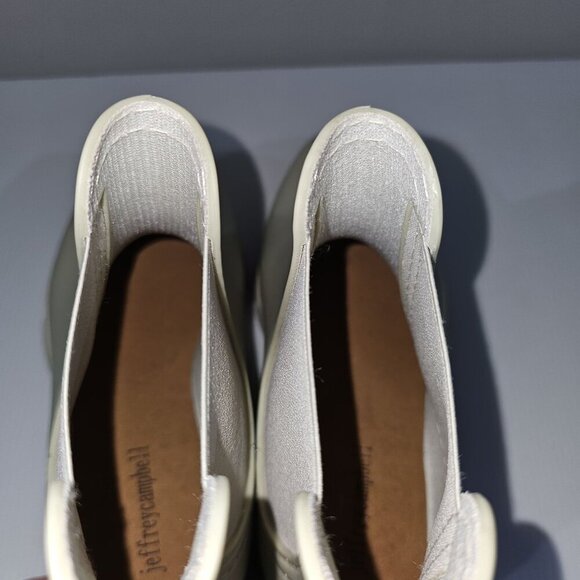 Jeffrey Campbell Play Pleu Rain Boot Womens 9 Cream Platform Chelsea Lug Sole - Picture 12 of 16